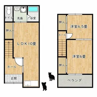 大阪府堺市西区神野町1丁【テラスハウス】の間取り
