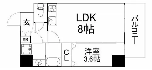 クローバーレジデンス玉造【7階】の間取り