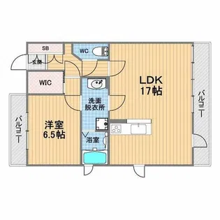 パレス東洋上甲子園【9階】の間取り