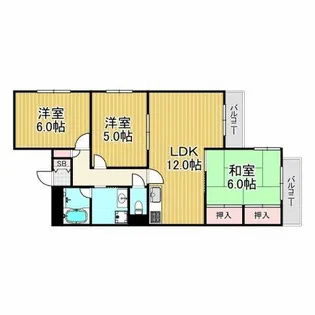 越水ハイツ【3階】の間取り
