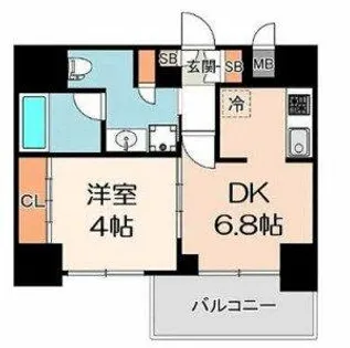 エスライズ難波Ⅲ【9階】の間取り