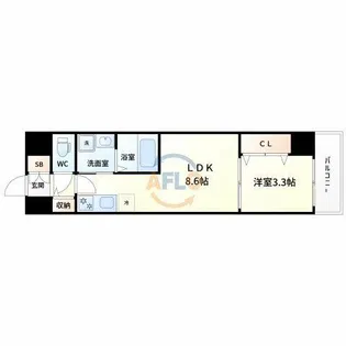 アーバンパーク新大阪【9階】の間取り