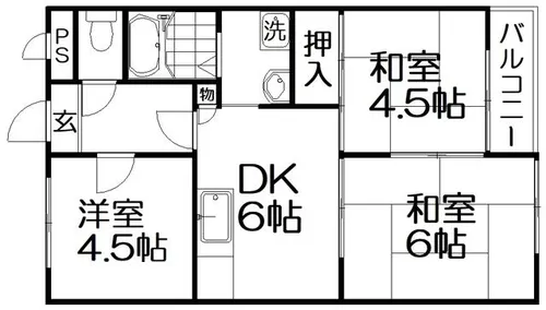 ハイクレスト宮之阪【6階】の間取り