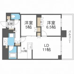 BrilliaTower西新【18階】の間取り