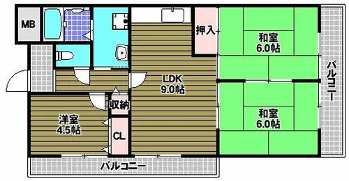 バルカン富田林【8階】の間取り