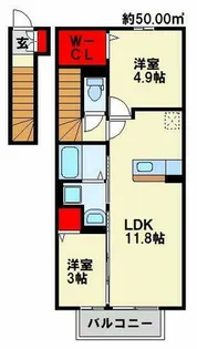 villa fontaine(ヴィラフォンテーヌ)【202号室】の間取り