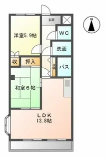 スカイハイツ野田【4階】の間取り