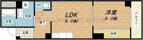 淺沼谷町マンション【9階】の間取り