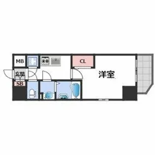 エスリード難波THE FIRST【13階】の間取り