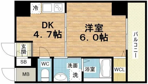 グランカーサ天王寺EAST【6階】の間取り