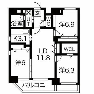 フォンターナ名昭【10階】の間取り