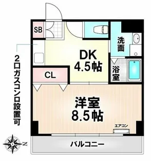 1DKの間取り画像