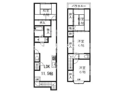 京都府京都市西京区上桂森下町【一戸建】の間取り
