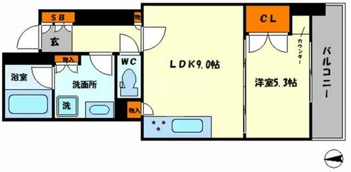 プレミストタワー靭本町【6階】の間取り