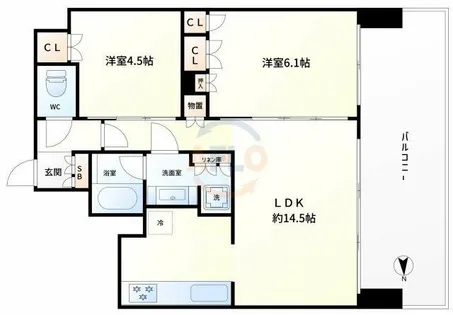 2LDKの間取り画像