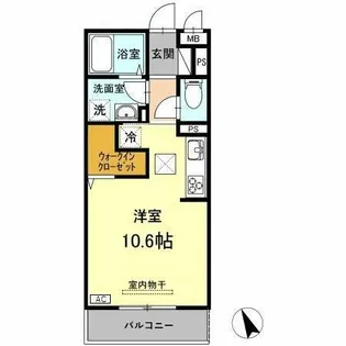 D-room松葉【106号室】の間取り