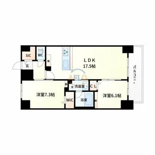 2LDKの間取り画像