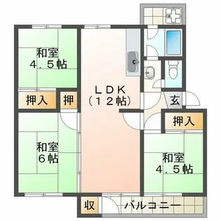 狩口台住宅34号棟【5階】の間取り
