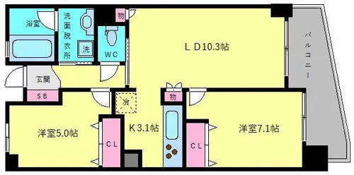 カスタリア阿倍野【5階】の間取り