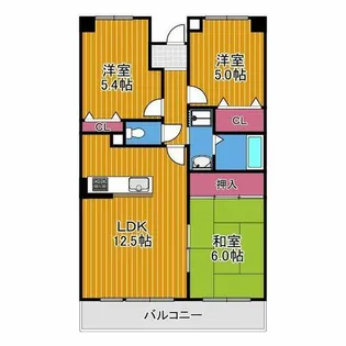 グランパス富田林【2階】の間取り