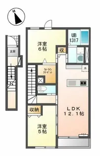 ヴェルジュール佐土【2階】の間取り