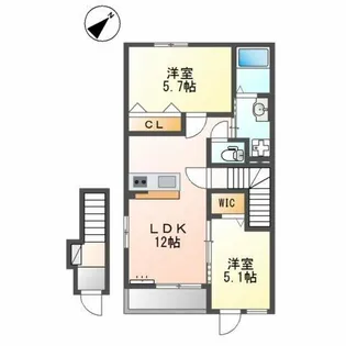 モイス・シャーム熊取【2階】の間取り