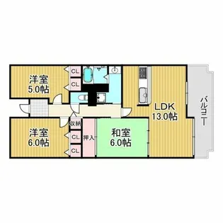 白鷹香枦園マンション【5階】の間取り