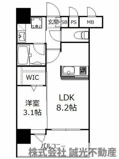 エンクレストベイ天神東Ⅱ【9階】の間取り