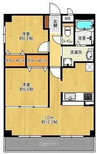 2LDKの間取り画像