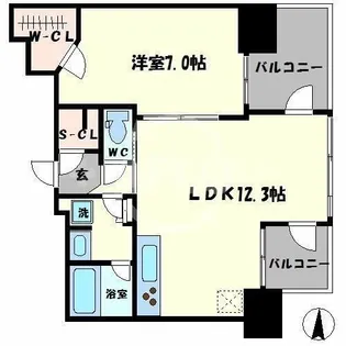 ブランズタワー南堀江【29階】の間取り