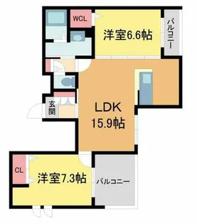 フェリシテ【201号室】の間取り