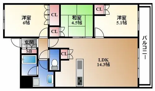パークアクシス金山WEST【7階】の間取り