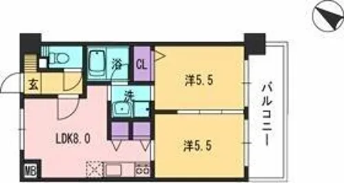 コンダクト福岡東【3階】の間取り