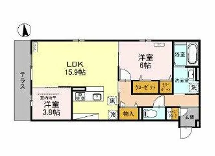 モンテゾーロ西田辺【1階】の間取り