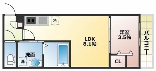 ALEGRIA古川橋Ⅱ【1階】の間取り