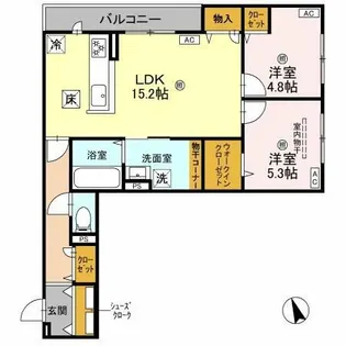 2LDKの間取り画像