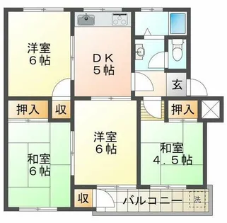 神陵台東住宅56号棟【4階】の間取り
