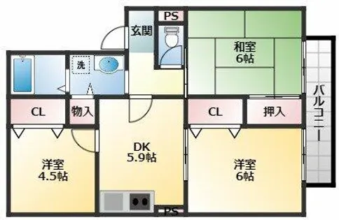 エスポワール天美【1階】の間取り
