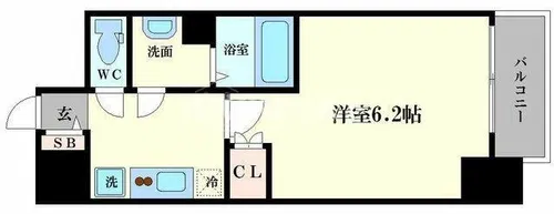 グランエクラ今宮戎【802号室】の間取り
