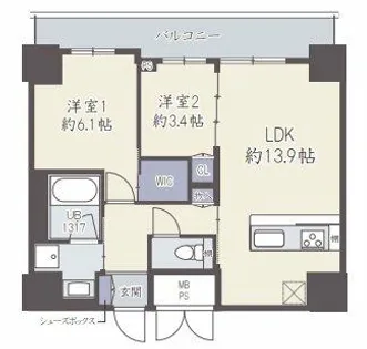 GRAND VILLASSE福島【11階】の間取り