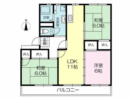 西夢前台ハイツ【405号室】の間取り