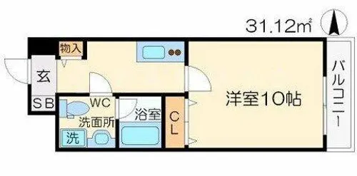 モンサンミッシェル北浜【10階】の間取り
