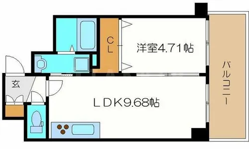 クレグラン北梅田【4階】の間取り