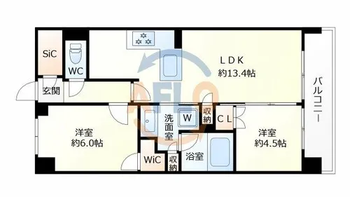 2LDKの間取り画像