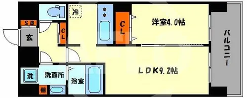 ランドセントラル梅田【6階】の間取り