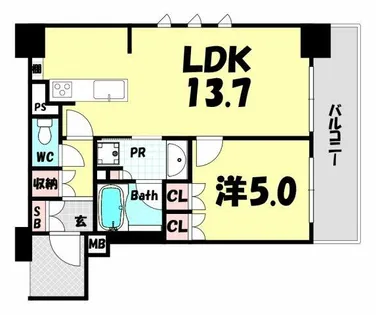 ワコーレザ・神戸旧居留地レジデンスタワー【4階】の間取り