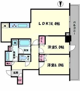 プレミストタワー大阪新町ローレルコート【13階】の間取り