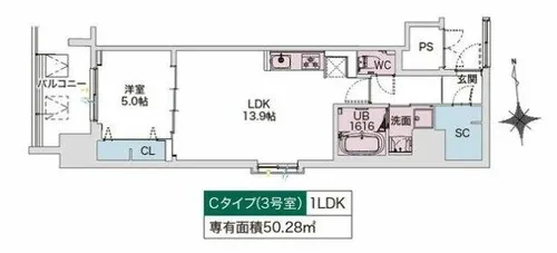 DRAW上本町【6階】の間取り