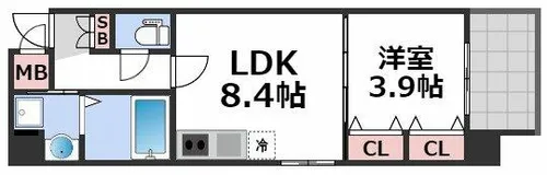 オルフェア上本町Ⅶ番館【8階】の間取り