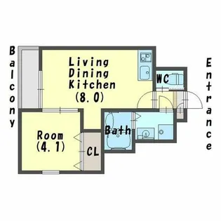ジーメゾン香ヶ丘【202号室】の間取り